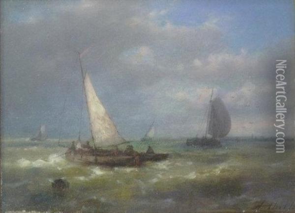 Fishing Boats Oil Painting - Abraham Hulk