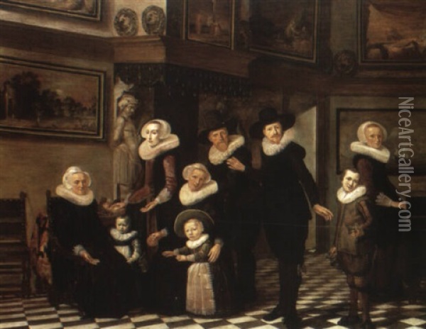 Family Group In An Interior Oil Painting - Pieter Jacobs Codde