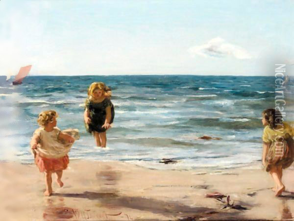 At Play Oil Painting - William McTaggart