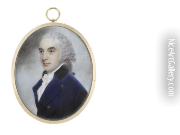 A Pair Of Miniatures Portraying Mr George Durrance And His Wife, Elizabeth (pair) Oil Painting - John Downman