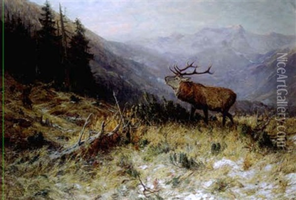 Herbstmorgen Im Hochgebirge In Hohenschaftlarn Oil Painting - Arthur (Julius) Thiele