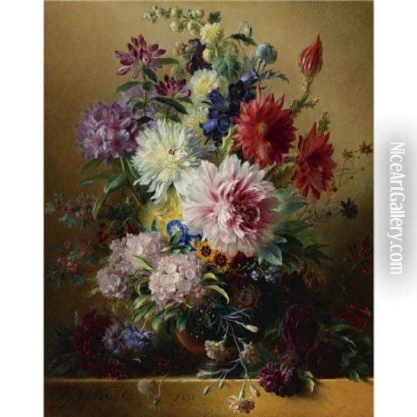 Still Life Of Flowers Oil Painting - Georgius Jacobus Johannes van Os