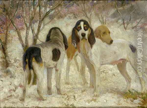 Vrelay-Old English Stag Hounds Oil Painting - Henry Rankin Poore