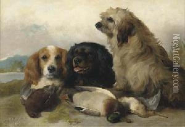 Spaniels With The Day's Bag Oil Painting - George W. Horlor