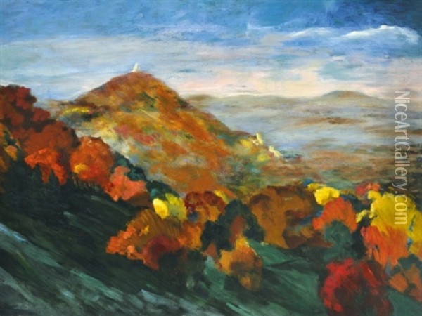 Mountainside At Autumn Oil Painting - Arpad Bardoz