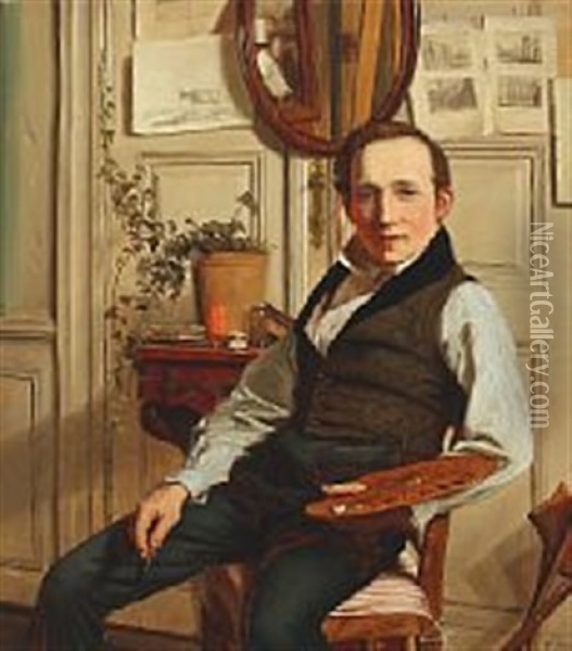 Portrait Of Frederick Sodring Oil Painting - Poul Steffensen