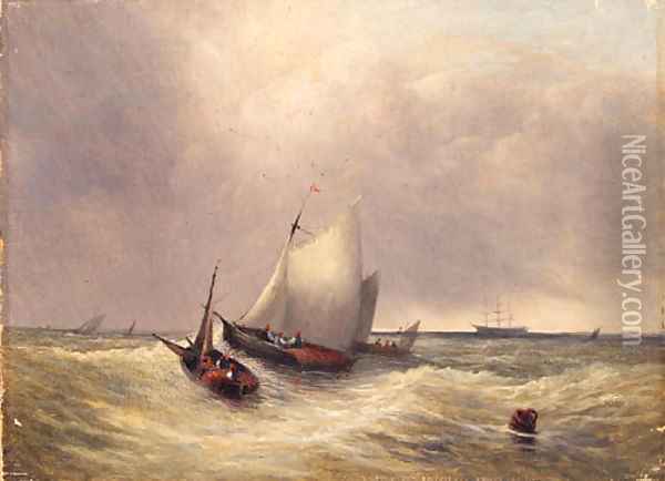 Shipping in a Swell Oil Painting - Dutch School