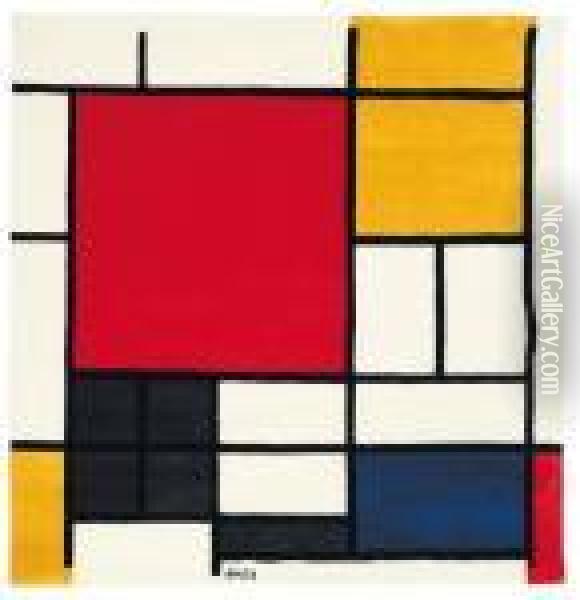 Composition En Rouge Oil Painting - Piet Mondrian