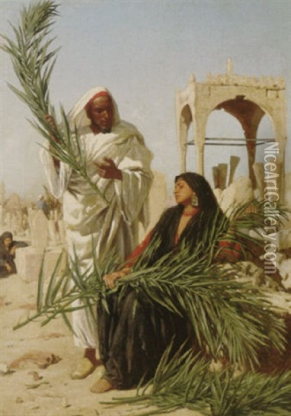 The Palm Seller Oil Painting - Carl Leopold Mueller