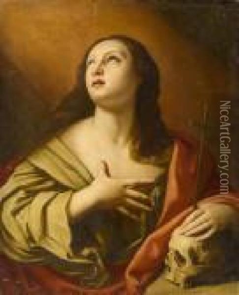 Mary Magdalene And The Death's Head Oil Painting - Guido Reni