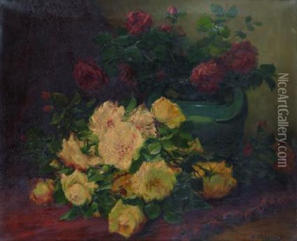 Jetee De Roses Oil Painting - Eugene Henri Cauchois