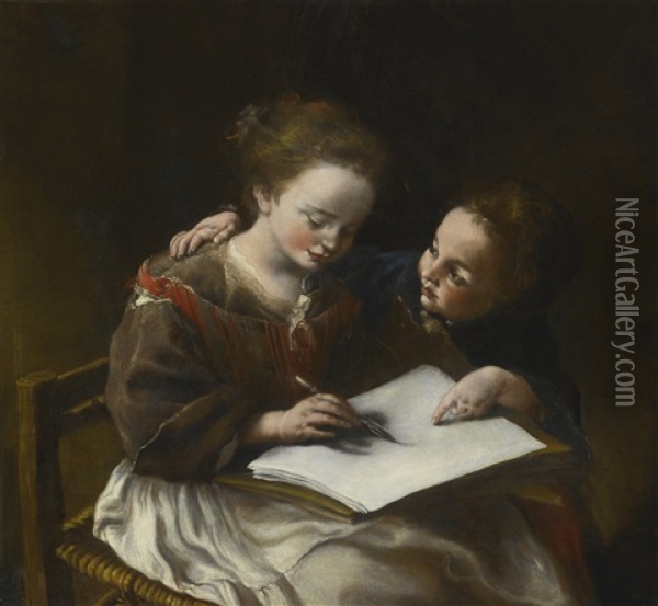 The Drawing Lesson Oil Painting - Domenico Guidobono