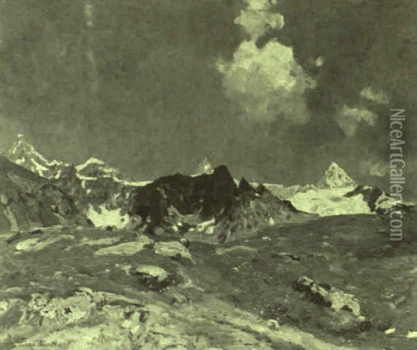Gebirgslandschaft In Den Schweizer Alpen Oil Painting - Eugen Felix Prosper Bracht