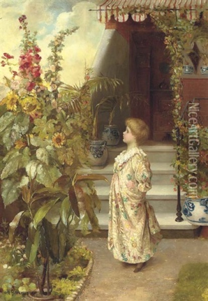 The Little Flower Girl Oil Painting - Maude Goodman