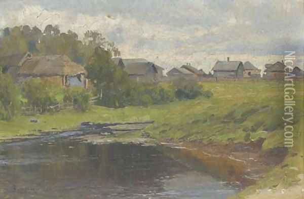 A village pond Oil Painting - Aleksandr Vladimirovich Makovsky