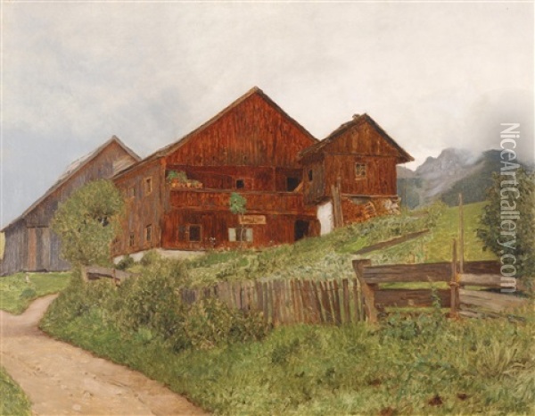 Am Bergbauernhof Oil Painting - Thomas Leitner
