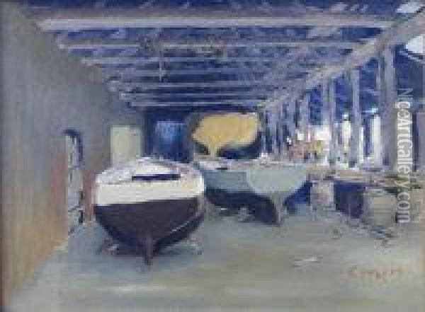 The Boat Store Oil Painting - Greville Irwin