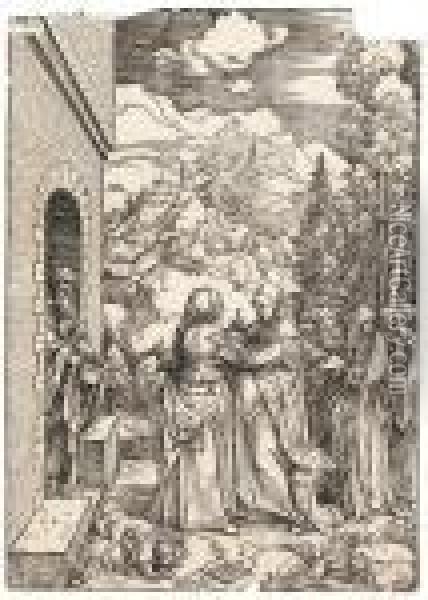 The Visitation, Plate 9 From The Life Of The Virgin Oil Painting - Albrecht Durer