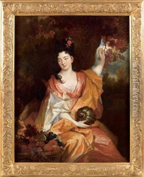 Portrait De Femme En Pomone Oil Painting - Nicolas de Largilliere
