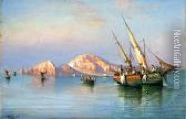Marina Di Capri Oil Painting - Consalvo Carelli