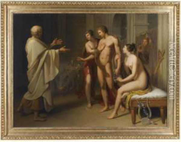Socrates Reproaching Alcibiades Oil Painting - Anton Petter