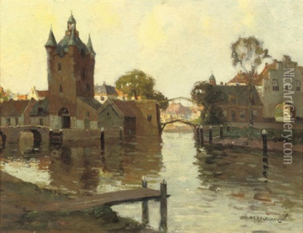The Zuidhavenpoort And The Noordhavenpoort, Citygates Of Zierikzee Oil Painting - Gerard Delfgaauw