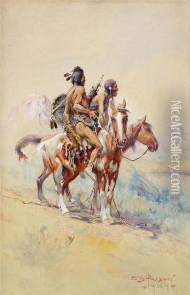 Blackfoot Scouts Oil Painting - Edgar Samuel Paxson