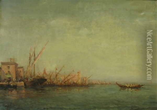 Scene De Port Oil Painting - Alfred Godchaux