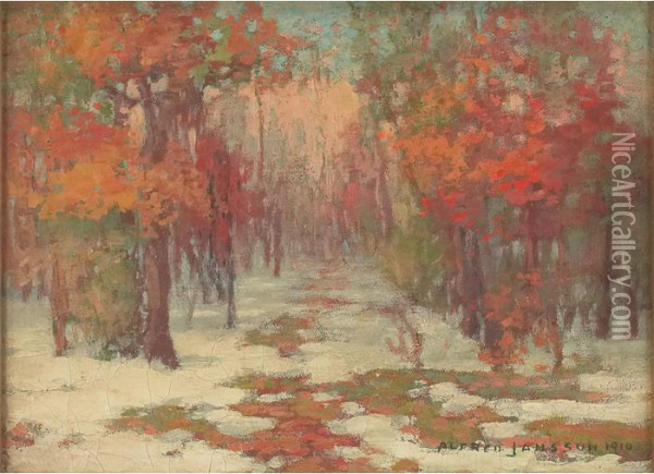 Autumn Landscape Oil Painting - Alfred Jansson