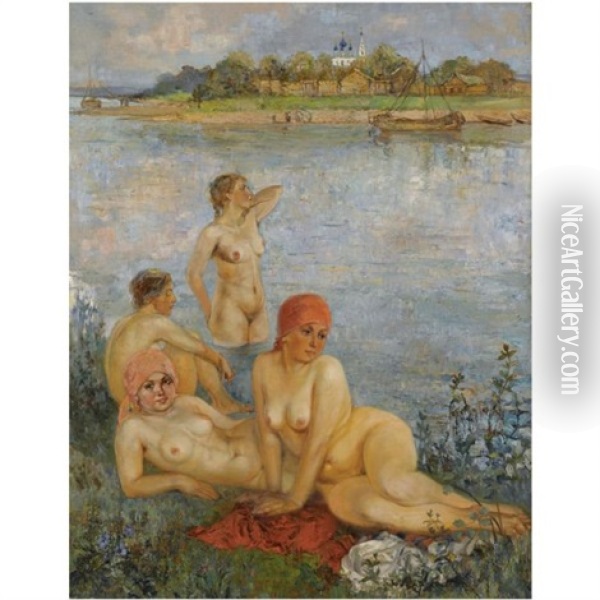 The Bathers Oil Painting - Ekaterina Kachura-Falileeva