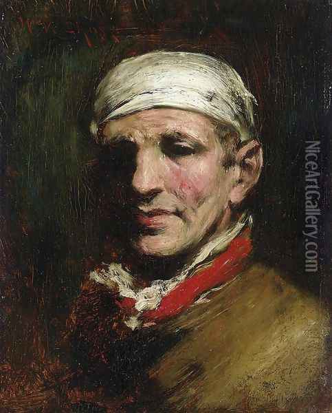 Man with Bandana Oil Painting - William Merritt Chase