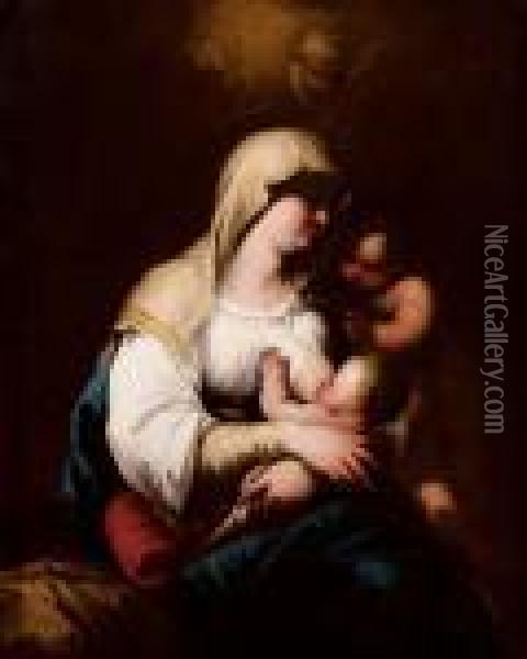 Madonna Con Bambino E San Giovannino Oil Painting - Luca Giordano