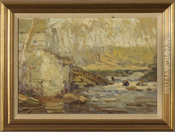 River At Gallatanville, Wassaic, New York Oil Painting - Walter C. Hartson