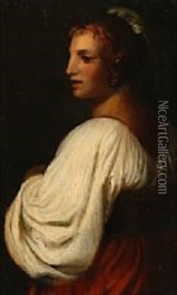 Portrait Of An Italian Woman Oil Painting - Lorenz Frolich