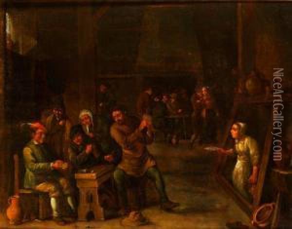 Wirtshausszene Mit Bierkrug Oil Painting - David The Younger Teniers