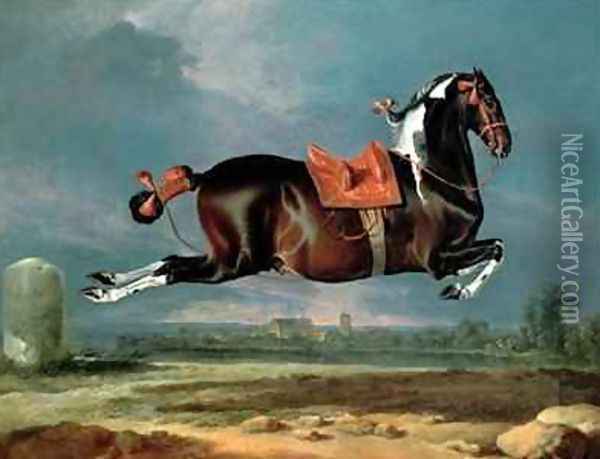 The piebald horse Cehero rearing Oil Painting - Johann Georg Hamilton