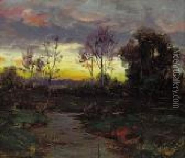 ''lavender Sunset'' Oil Painting - Henry Ward Ranger
