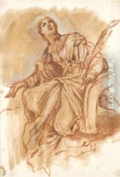 Sainte Catherine D'alexandrie Oil Painting - Giovanni Benedetto Castiglione