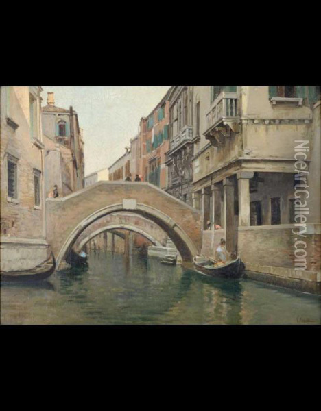 Canale A Venezia Oil Painting - Vincenzo Caprile