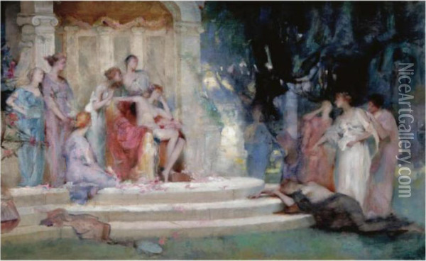 Sketch For Psyche Before The Throne Of Venus Oil Painting - Henrietta Rae