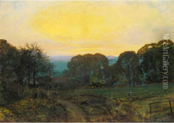 Twilight, The Vegetable Garden Oil Painting - John Atkinson Grimshaw