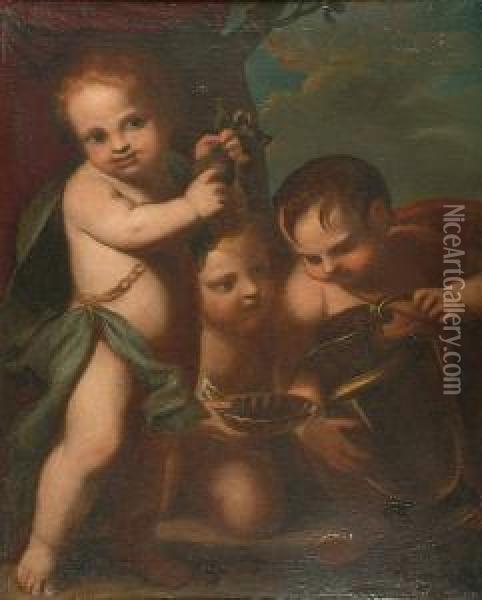 3 Putti Oil Painting - Jacopo (Giacomo) Amigoni