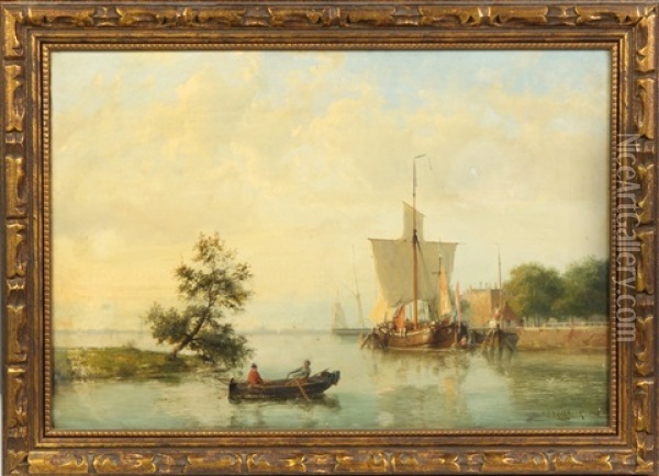 Harbor Scene Oil Painting - Hendrik Barend Koekkoek