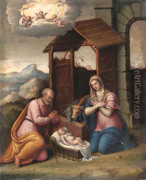 The Nativity Oil Painting - Camillo Filippi (Ferrara)