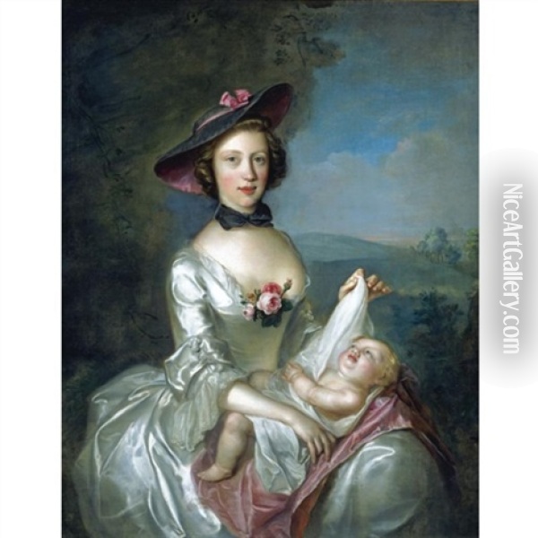 Portrait Of Elizabeth Moubray, Mrs Robert Boyd Oil Painting - Philip Mercier