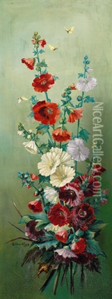 Stockrosenbluten Oil Painting - Gerolamo Cairati