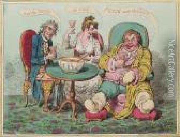 -and The 'tisick, - The Colic, Pinch Cures The Gout Oil Painting - James Gillray