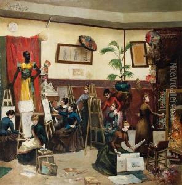 Les Peintres Femmes Oil Painting - Elizabeth Pillard