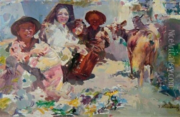 Gitanillos - Gypsies Oil Painting - Jose Navarro Llorens