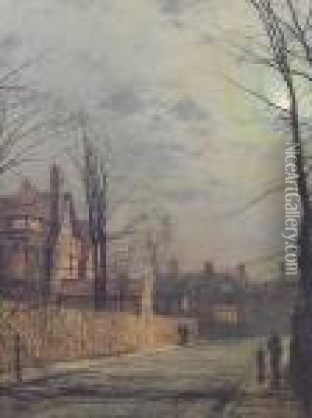 Moonlit Street Scene Oil Painting - John Atkinson Grimshaw